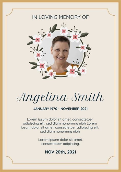 Free Simple Angelina Smith Funeral Invitation template