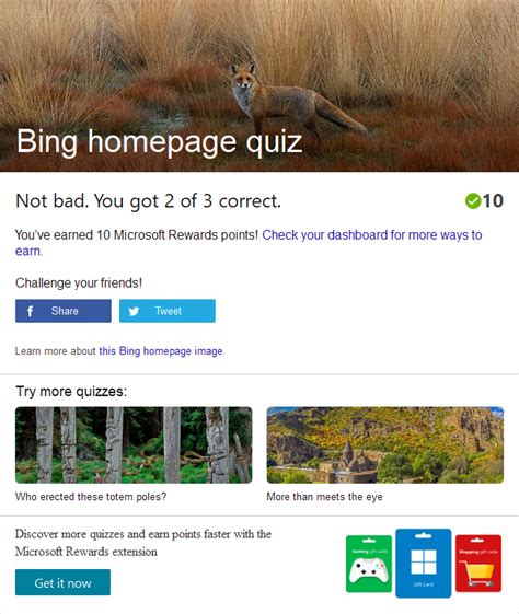 Microsoft Bing Daily Quiz