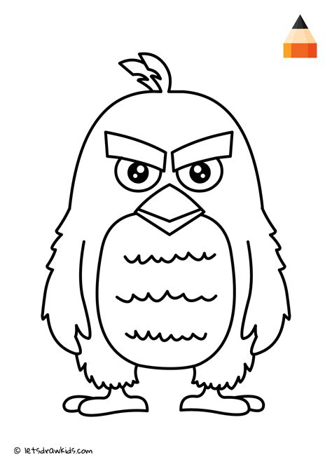 Coloring Page Angry Birds - Red | Angry birds characters, Bird drawings, Red angry bird