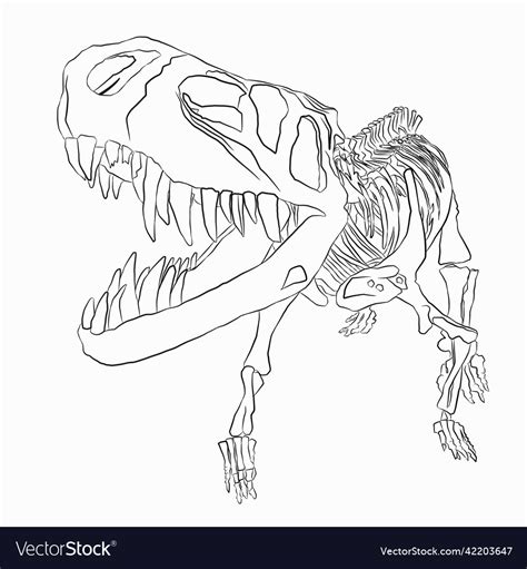 T Rex Skeleton Coloring Page