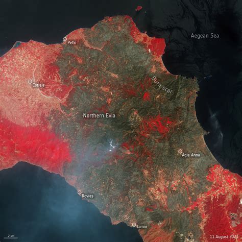 ESA - Wildfires ravage Greek island of Evia