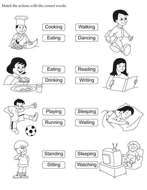 Download english activity worksheet match the actions with the correct words from be… | English ...