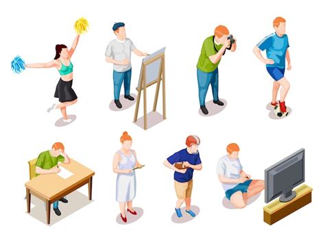 Free Vector | Teenager hobbies characters collection