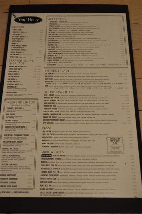 Yard House Menu Prices