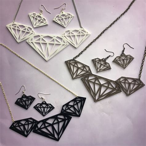 Diamond Laser-cut Jewelry Set - Etsy