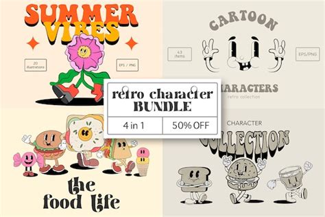 Retro Character SVG / PNG Bundle Digital Download Cartoon - Etsy Australia