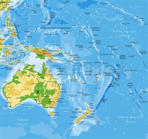 Oceania Physical Map