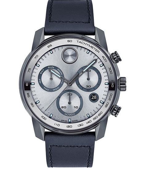 Movado Men's Bold Quartz Chronograph Navy Leather Strap Watch | Dillard's