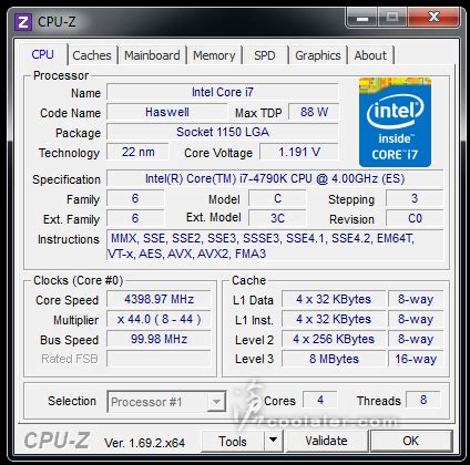 Intel Core i7-4790K CPU-Z Screenshot Revealed - Shows 4.0GHz base and 4 ...