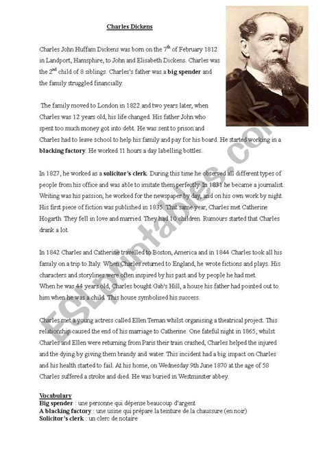 charles dickens biography - ESL worksheet by emilie2k