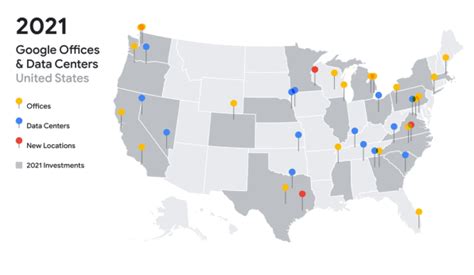 Map: Google is building new offices, data centers in US