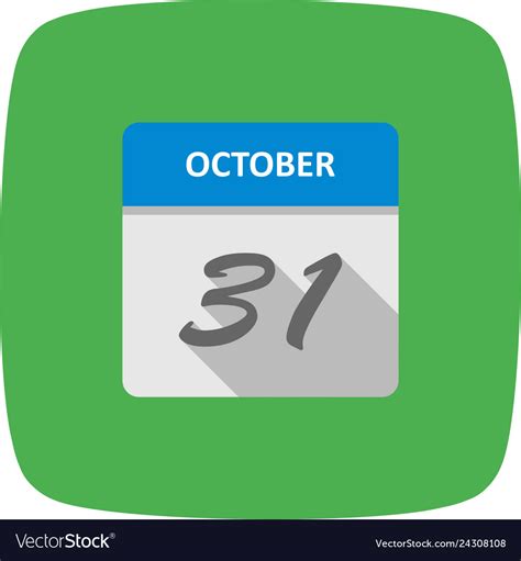 October 31st date on a single day calendar Vector Image