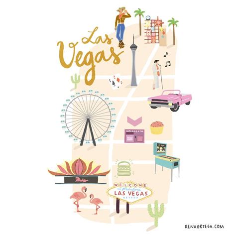 Map Illustration — Rena Ortega | Illustrated map, Vegas trip planning, Las vegas map