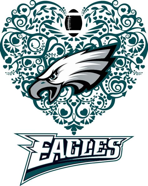 the philadelphia eagles logo is shown in front of a heart shaped ...