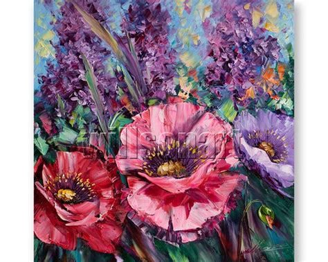 Poppy Poppies Floral Canvas Modern Flower Oil Painting | Etsy