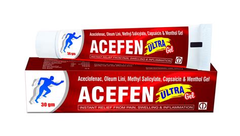 Acefen Ultra Aceclofenac Pain Relieving Gel, Packaging Size: 30 Gm ...