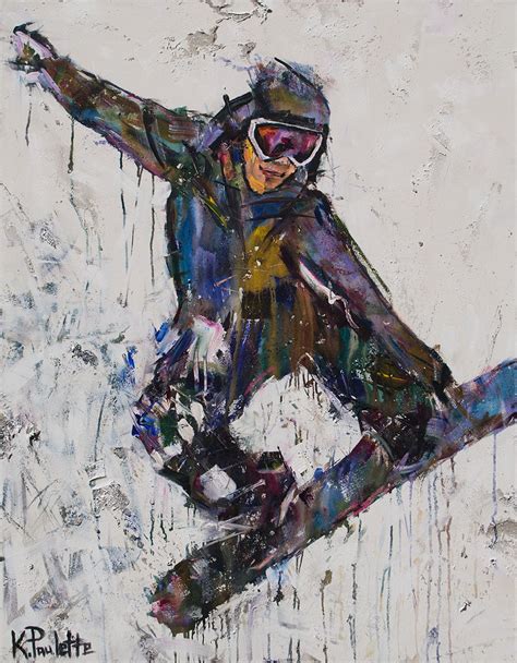 Snowboarding Painting Winter Sports extreme action trick - K. Paulette