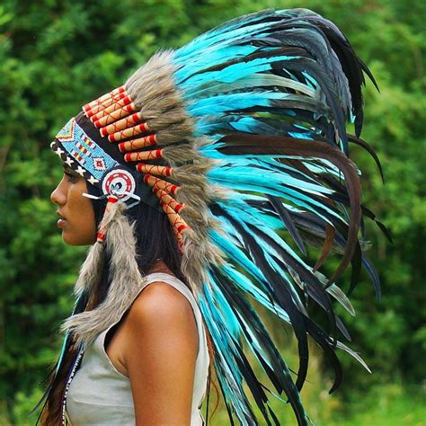 Turquoise Native American Headdress - 75cm – Indian Headdress - Novum ...