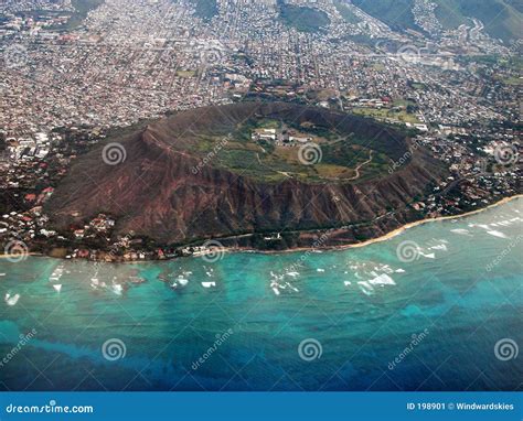 Diamond Head Crater Aerial stock image. Image of landmark - 198901