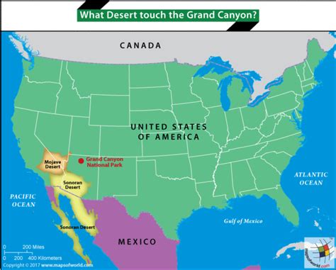 Map of USA highlighting Grand Canyon national park, Sonoran Desert аnd Mоjаvе Desert - Answers