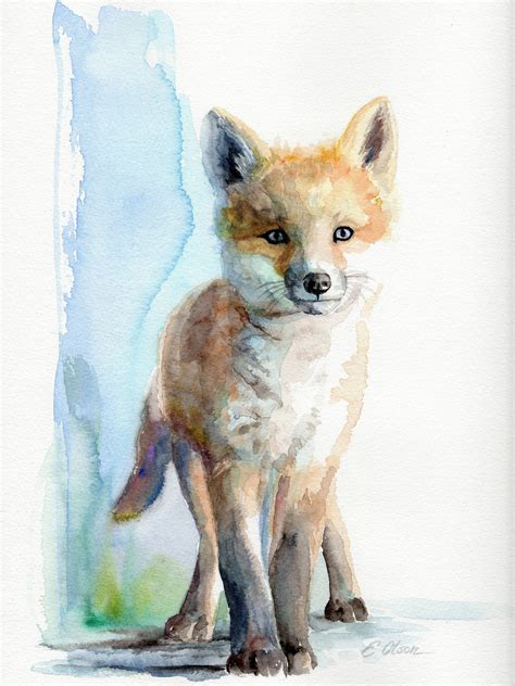 ORIGINAL Watercolor Fox Baby Fox Wall Art Nursery Decor - Etsy