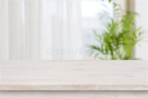 Table Mockup for Display of Product Over Blurred Window Background Stock Image - Image of ...