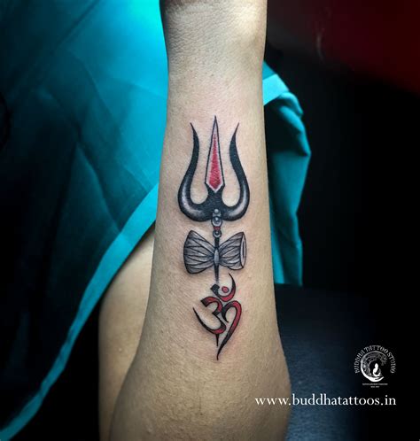 OM with Trishul and Damru Tattoo | Buddha Tattoo Studio | Trishul ...