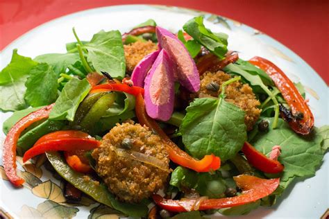 Fried Bull Testicle Salad with Capers and Peppers