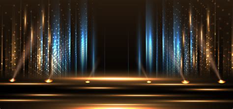 Elegant golden stage vertical glowing with lighting effect sparkle on black background. 11351219 ...