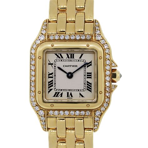 Cartier Panthere 18K Yellow Gold Diamond Bezel Ladies Watch-Boca Raton