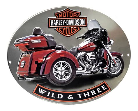 Harley-Davidson® Wild & Three Motorcycle Embossed Tin Sign, 15.75 x 13 in 2011341 - Wisconsin ...