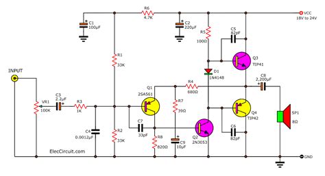 4 Simple transistor amplifier circuit | Eleccircuit.com | Audio ...