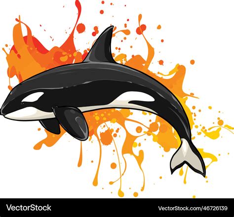 Orca underwater killer whale sign logo emblem Vector Image