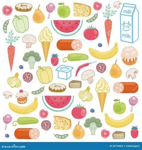 Seamless Background Of Food Stock Vector - Illustration of beverage, icons: 30195865