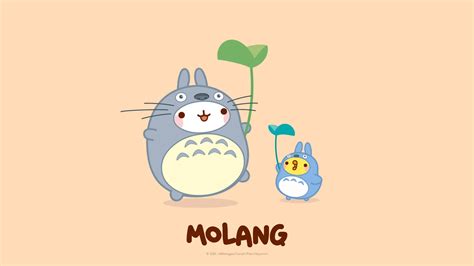 Molang & Totoro Desktop Wallpaper - Kawaii Hoshi