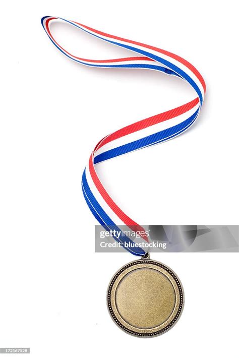 Gold Medal Award With Red White And Blue Ribbon High-Res Stock Photo - Getty Images