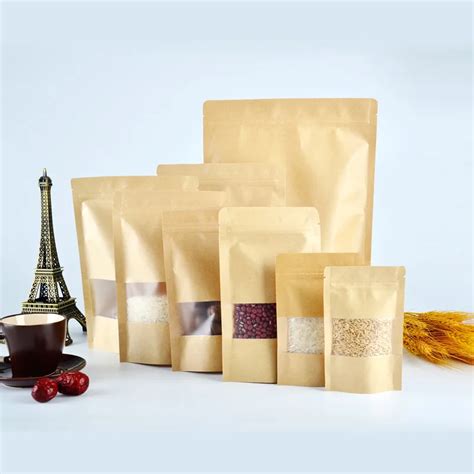 5 pcs Brown Kraft Paper Bag 12x20cm Resealable Paper Chocolate Bags ...