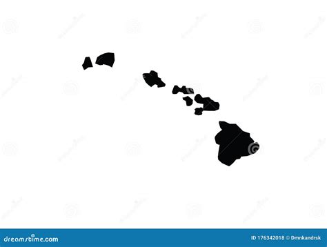 Hawaii Outline Map State Shape USA America Borders Stock Vector ...