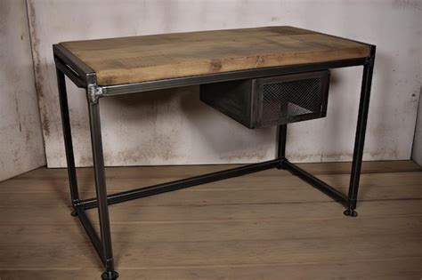 Premium AI Image | Industrial desk with metal legs and wooden top created with generative ai