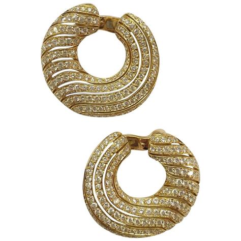 Cartier Diamond Gold Hoop Earrings at 1stDibs