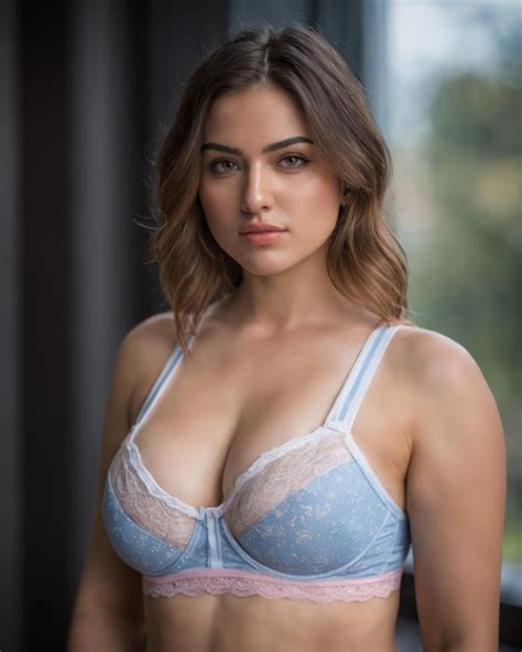Premium Photo | A woman wearing a blue and white bra