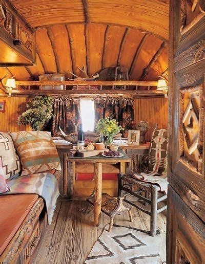 Rustic Airstream Inspiration Photo, with wood veneer walls, wood floor, hickory furniture, and ...