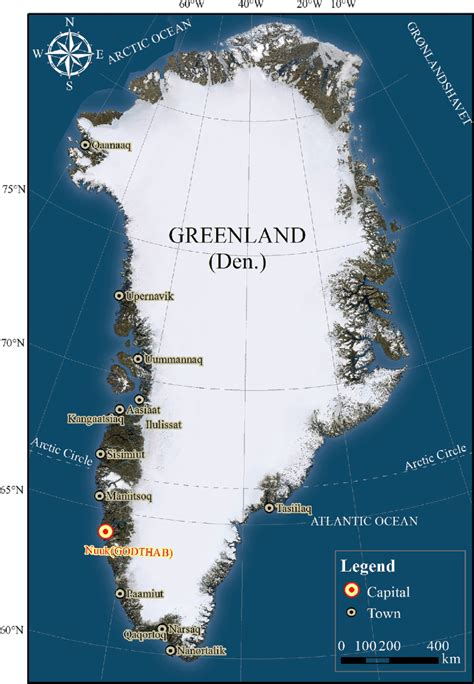 Image mosaic of Greenland in 30 m resolution (2014-2015). The map ...