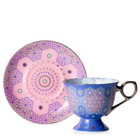 Elegant Moroccan-inspired Tea Cup and Saucer