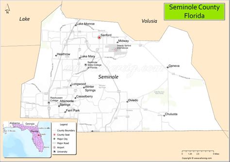 Seminole County Map, Florida, USA - Cities, Population, Facts, Where is ...