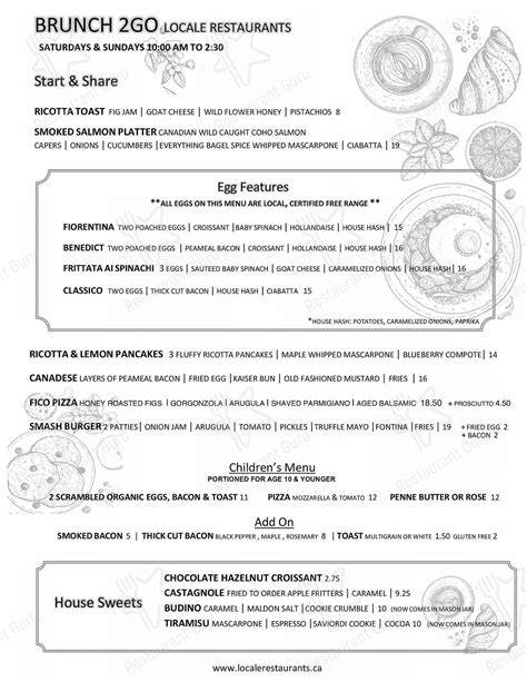 Menu at Locale Aurora restaurant, Aurora