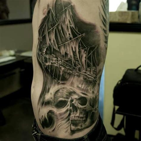 Ghost Pirate Ship Tattoo Drawing