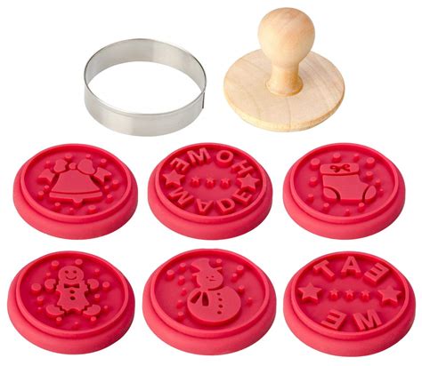 StarPack Christmas Cookie Stamps Set of 6 - High Heat Resistant to 480°F, Hygienic One Piece ...