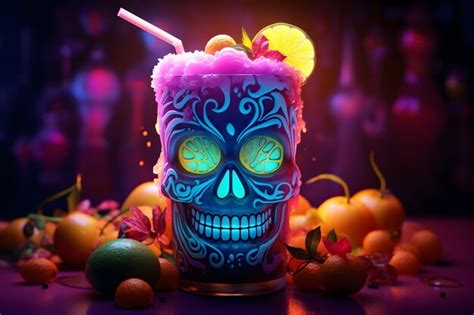 Premium AI Image | Spooky halloween festive drink for party skeleton ...