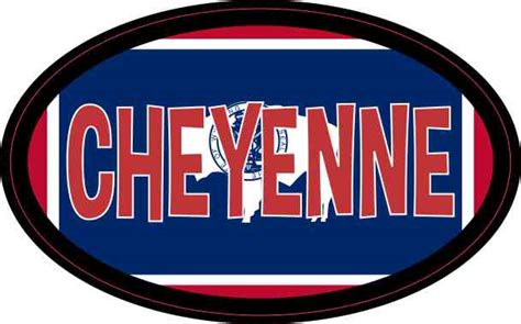 4in x 2.5in Oval Wyoming Flag Cheyenne Sticker